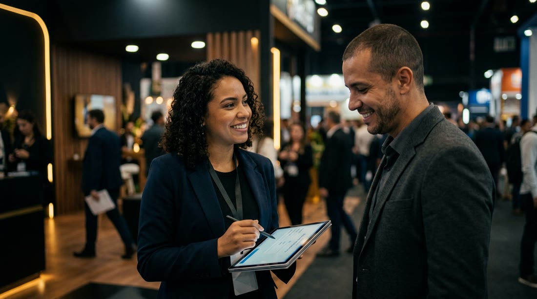 Captura de leads por tablet em evento